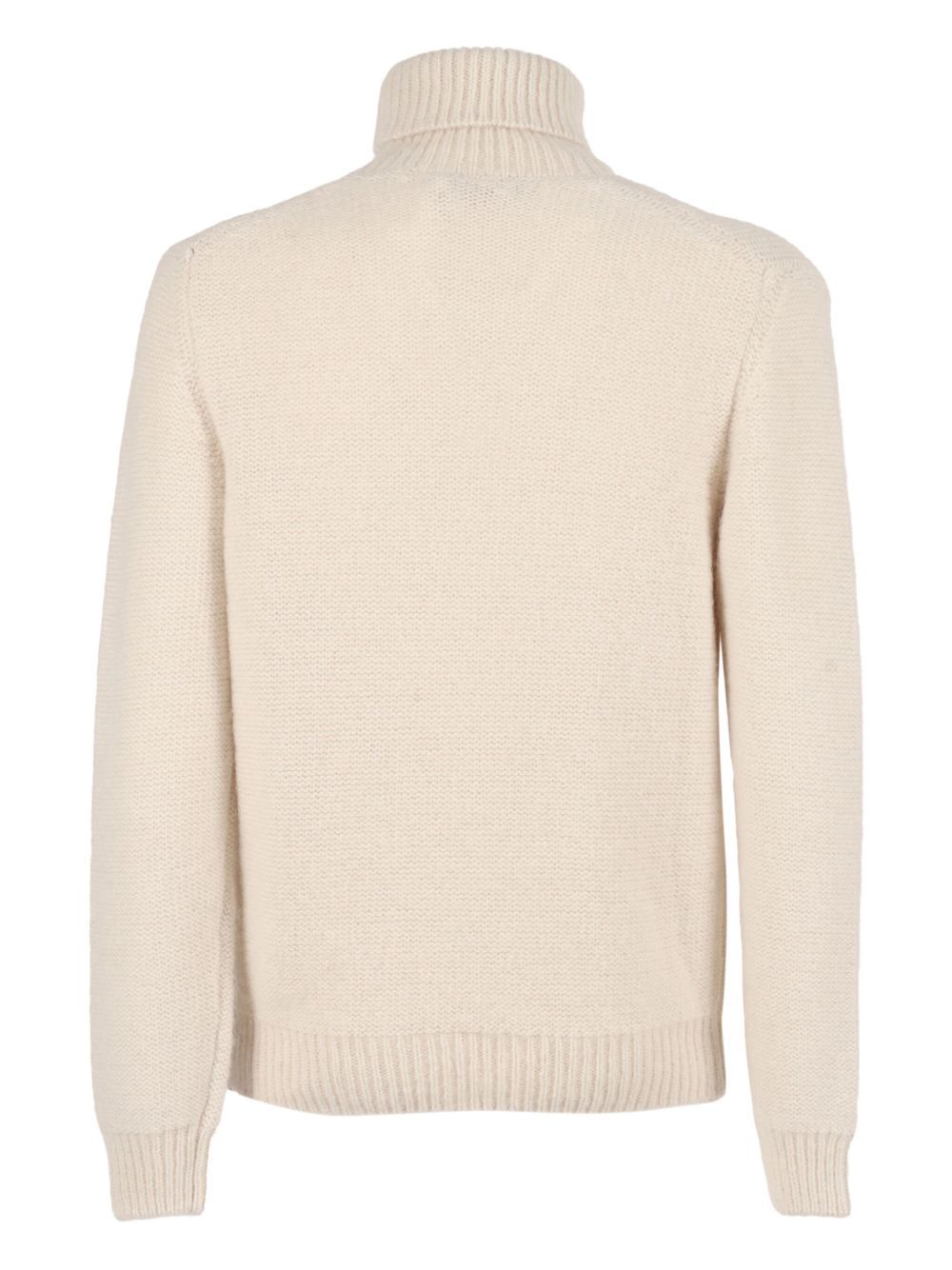 K-way Cream Chunky Knit Turtleneck Sweater In Brown