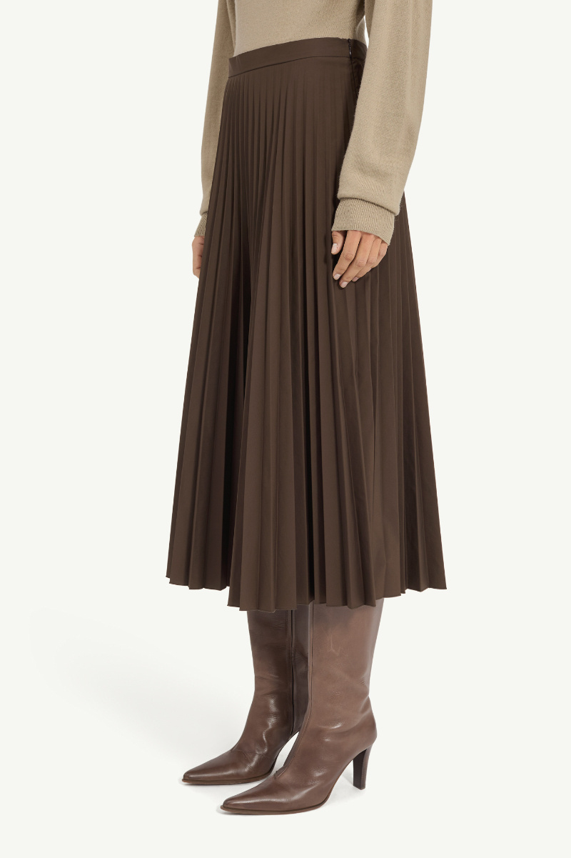 Mm6 Maison Margiela Midi Pleated Skirt High Waist Design In Brown