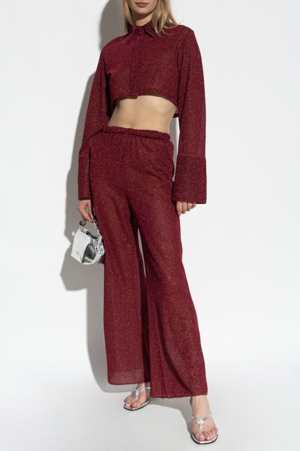 Shop Oseree Lumière Cropped Shirt