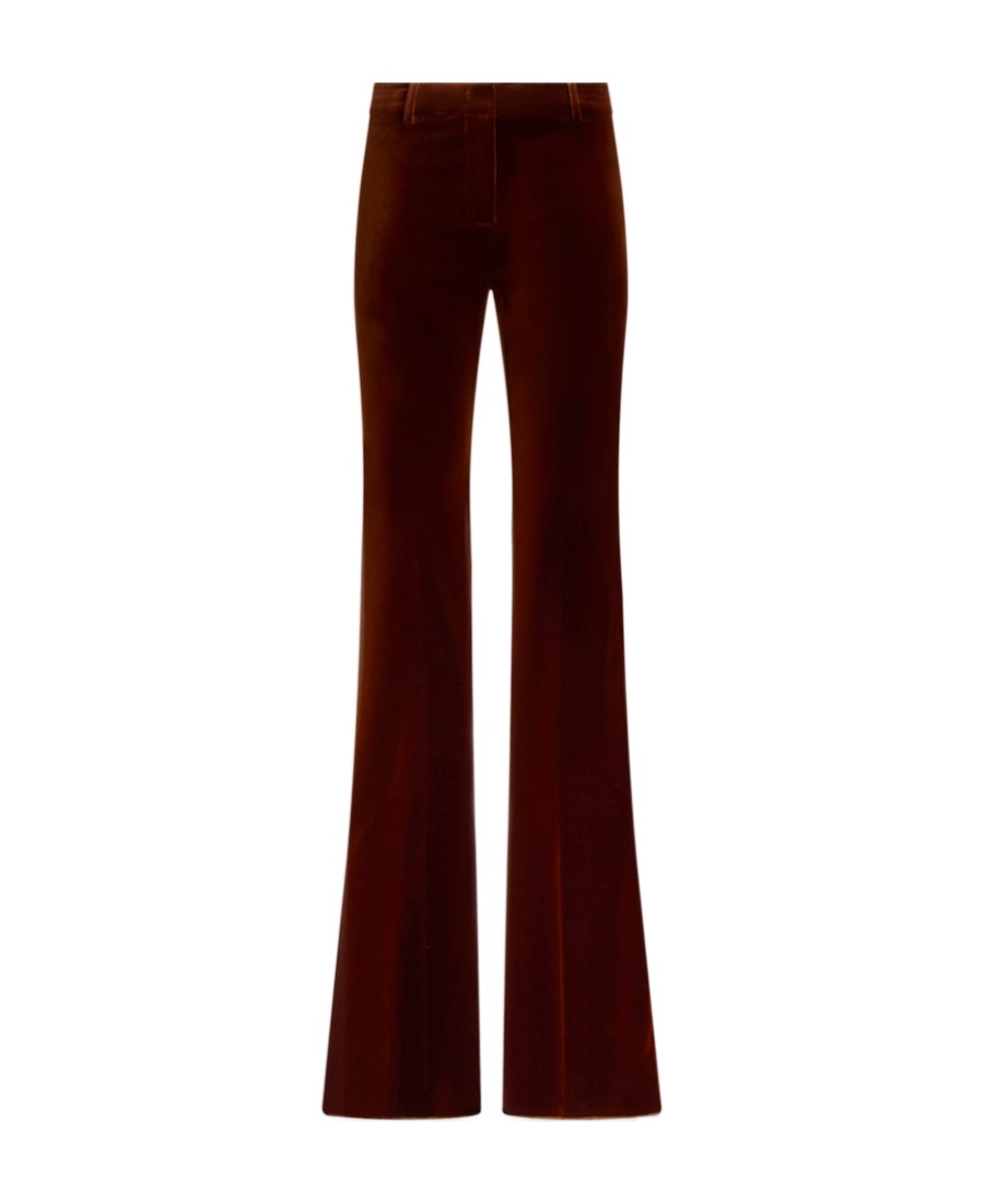 Etro Flared Velvet Trousers In Brown