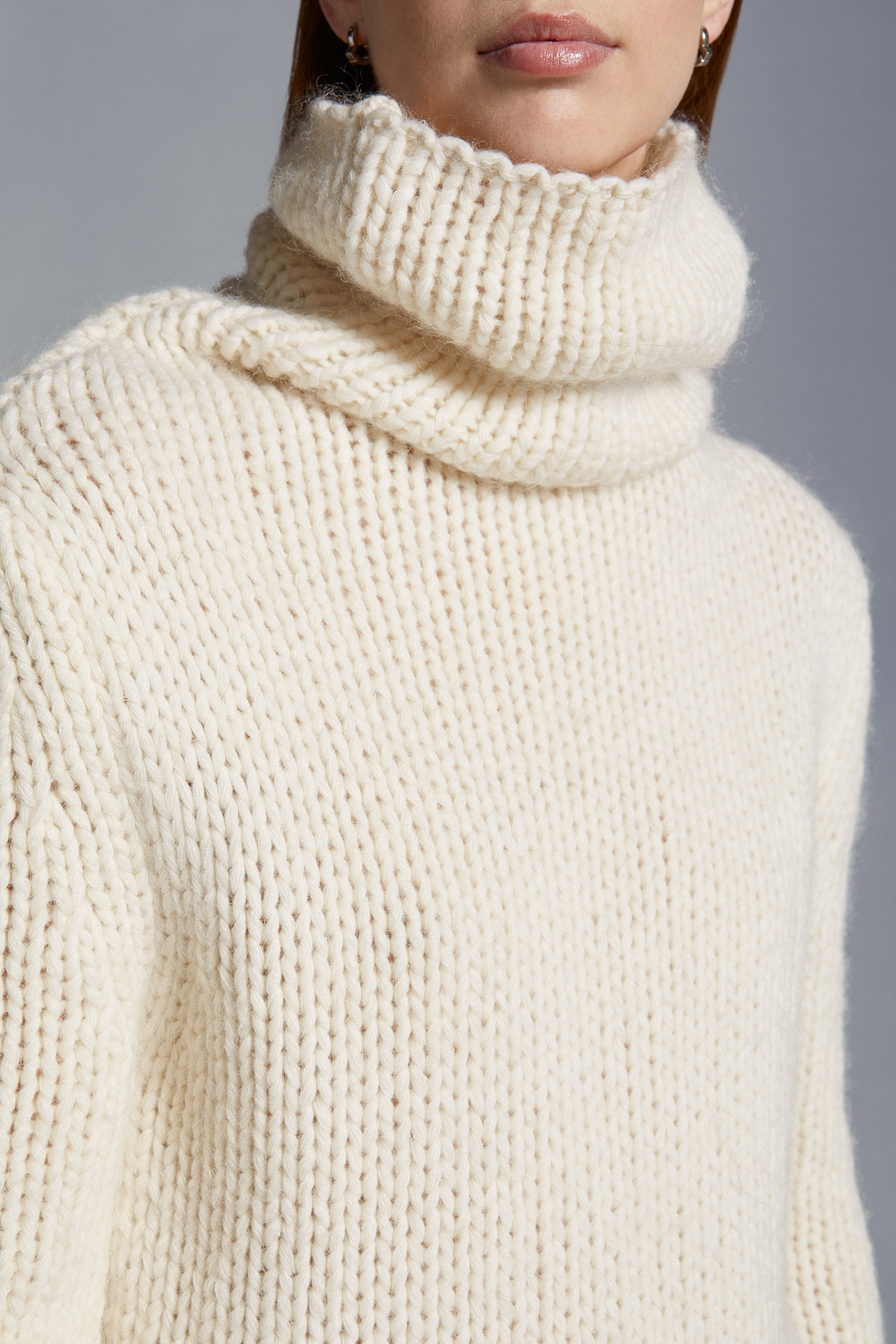 Moncler Chunky-knit Roll-neck Jumper In White