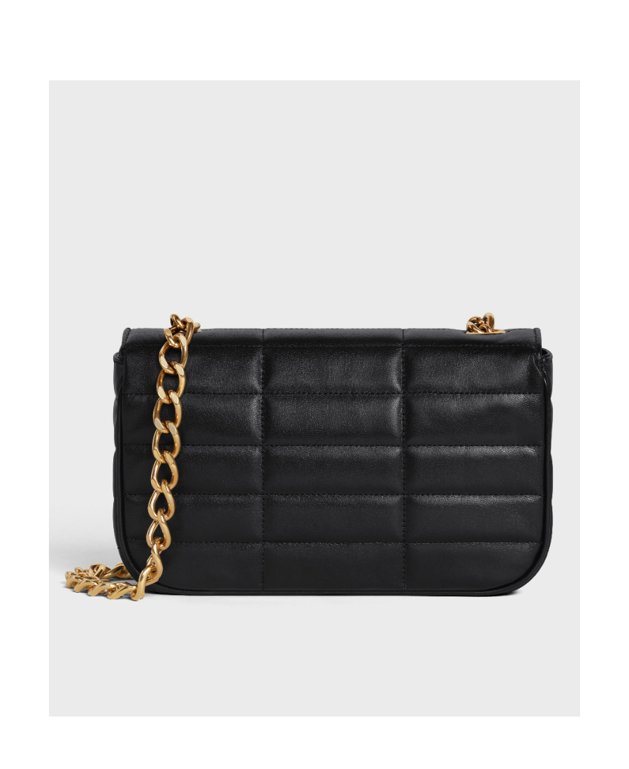 Celine Matelasse Monochrome Chain Padded Shoulder Bag In Black