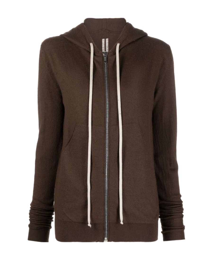 Rick Owens Zip-up Cashmere Hoodie In Black