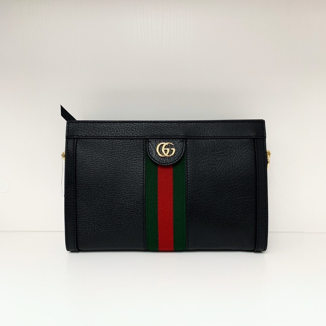 Gucci Ophidia Small Leather Shoulder Bag In Black