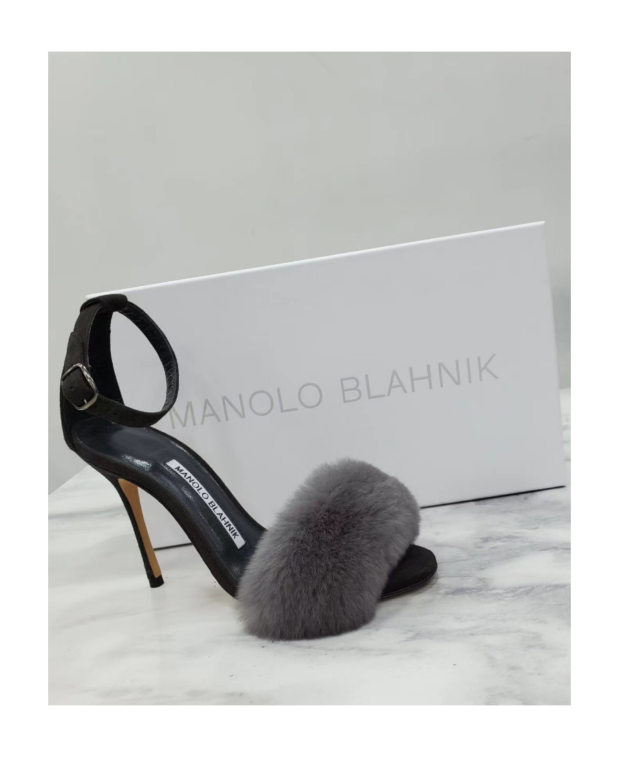 Manolo Blahnik Hairy High-heeled Sandals In Black