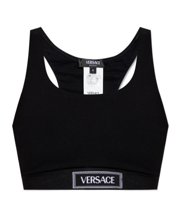 Versace Sports Bra With Logo In Black