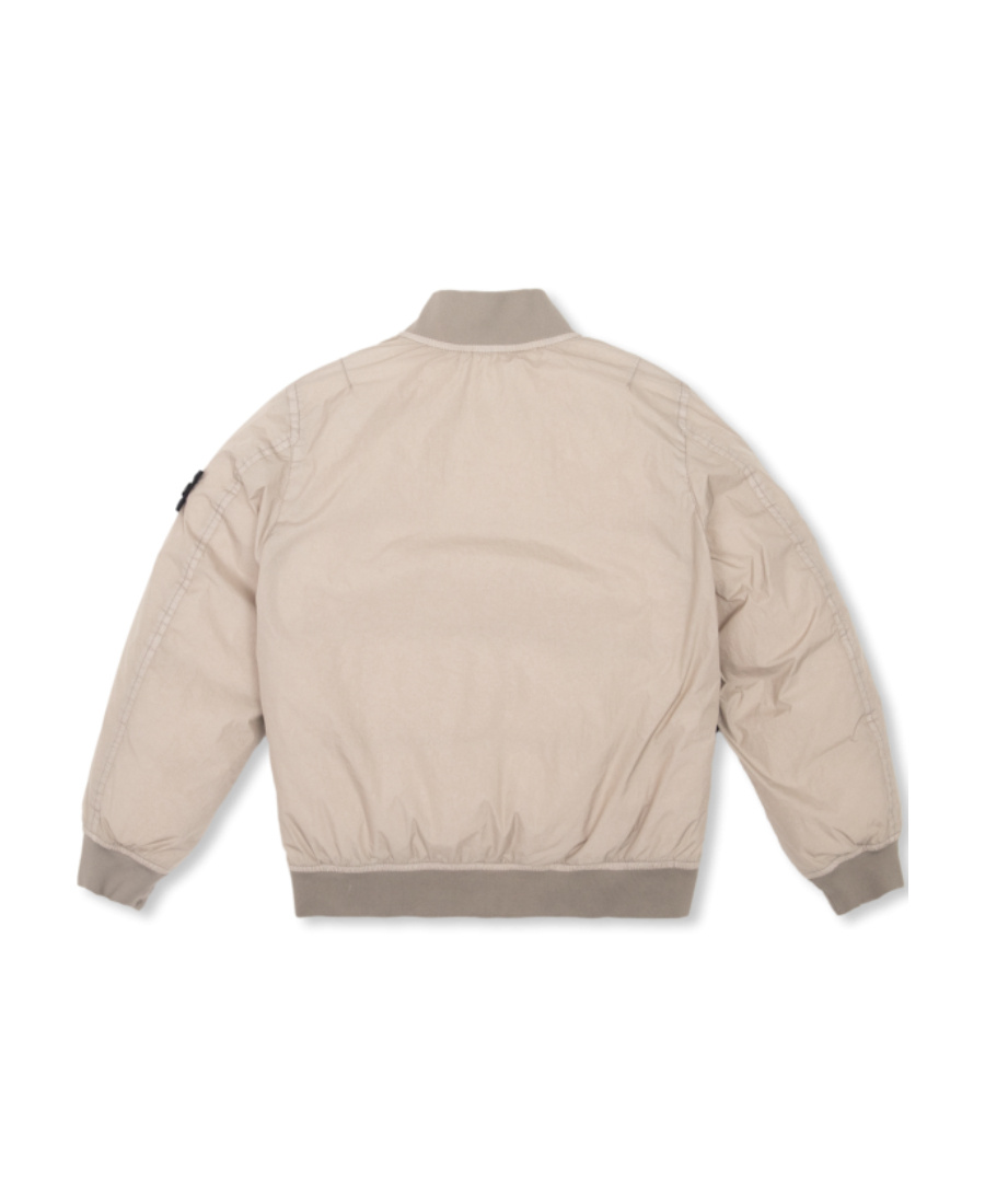 Stone Island Compass-patch Padded Bomber Jacket In Gray