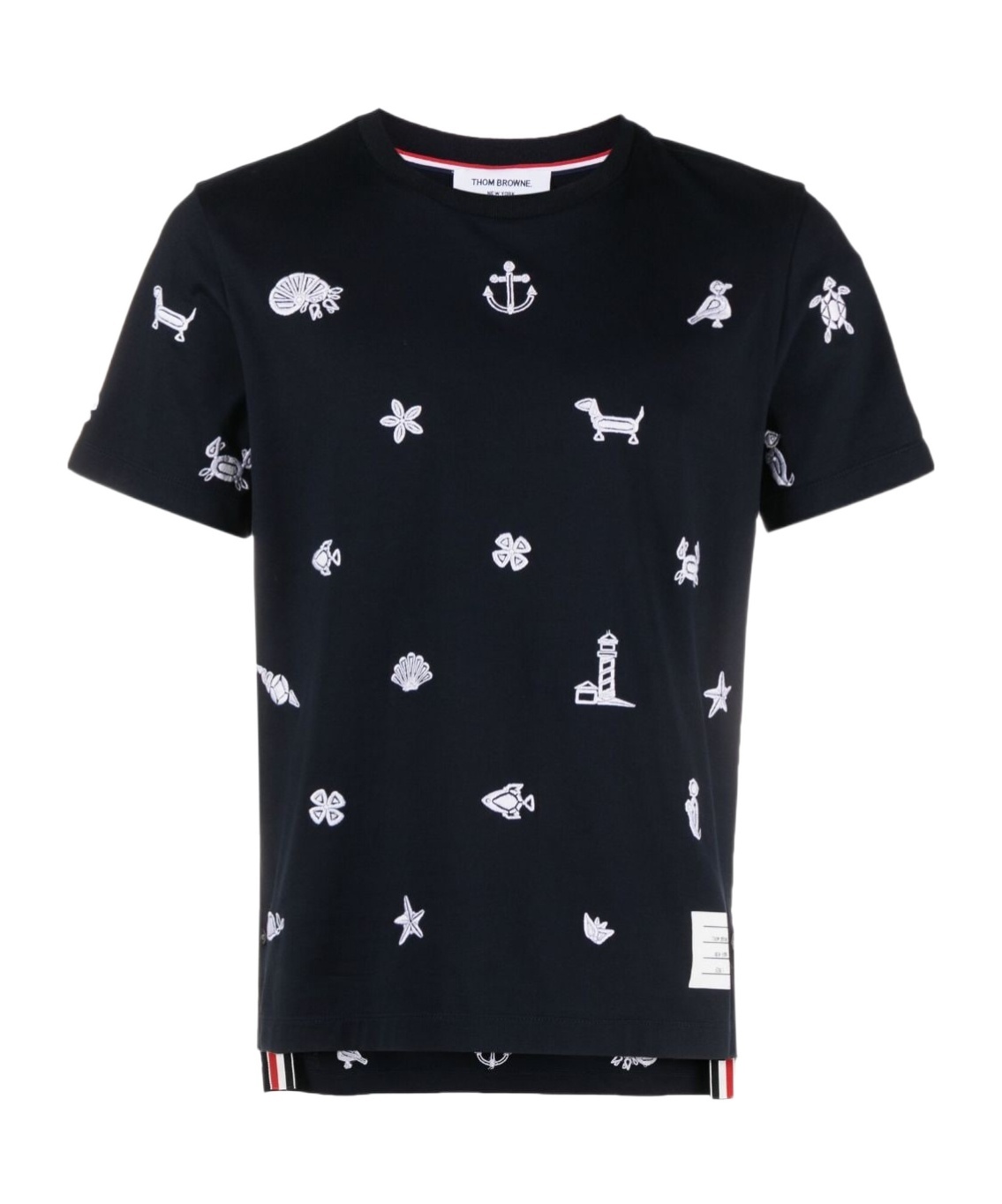 Thom Browne Dachshunds Embroidered Cotton T-shirt In Black