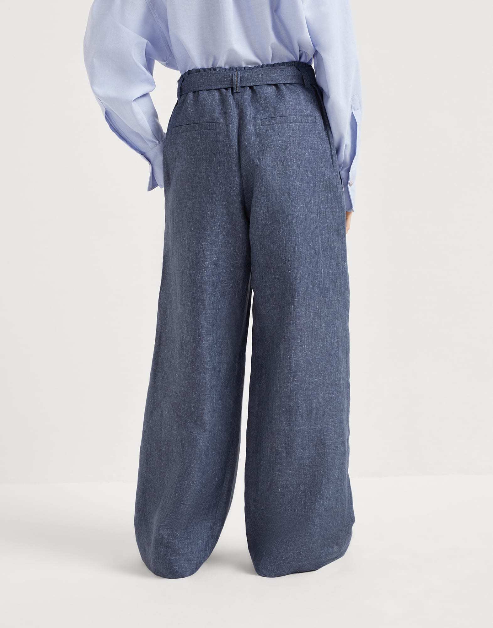 Brunello Cucinelli Elastic Strap Casual Pants In Blue