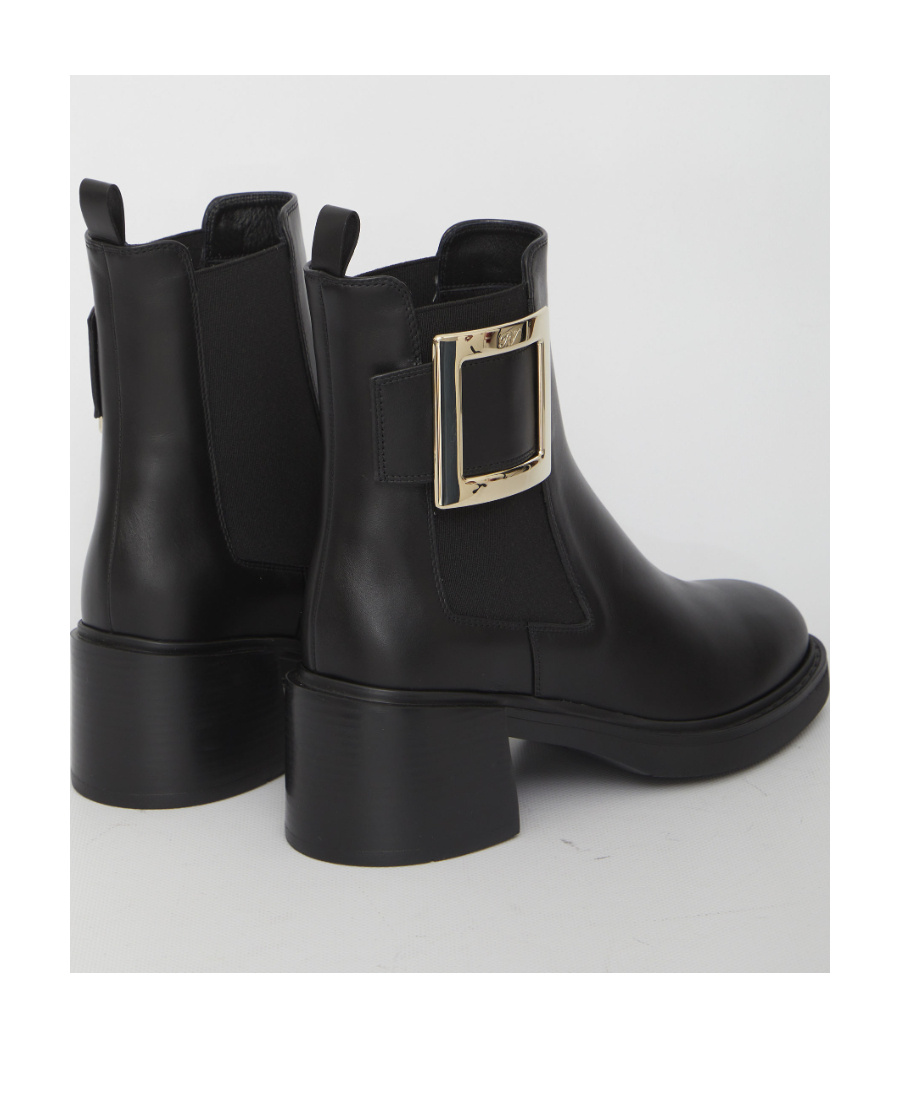 ROGER VIVIER VIV' RANGERS METAL BUCKLE CHELSEA BOOTS IN LEATHER