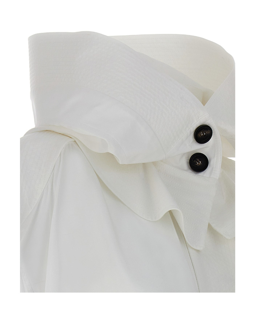 Ferragamo Silk Blend Chiffon Trenchcoat With Removable Hood In White