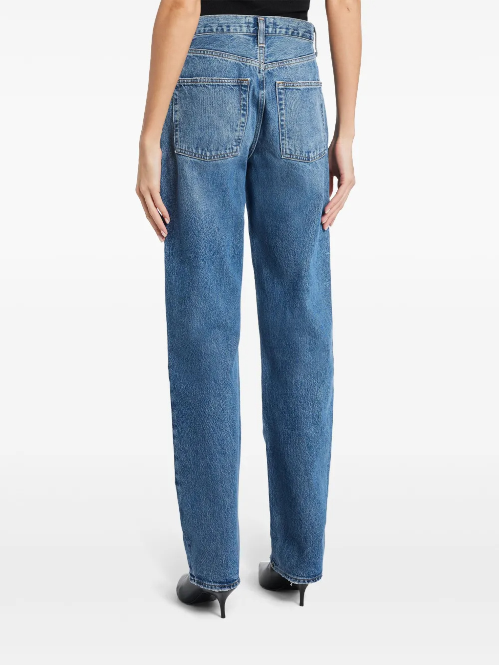 Agolde Denim Trousers With Belt Loops In Blue