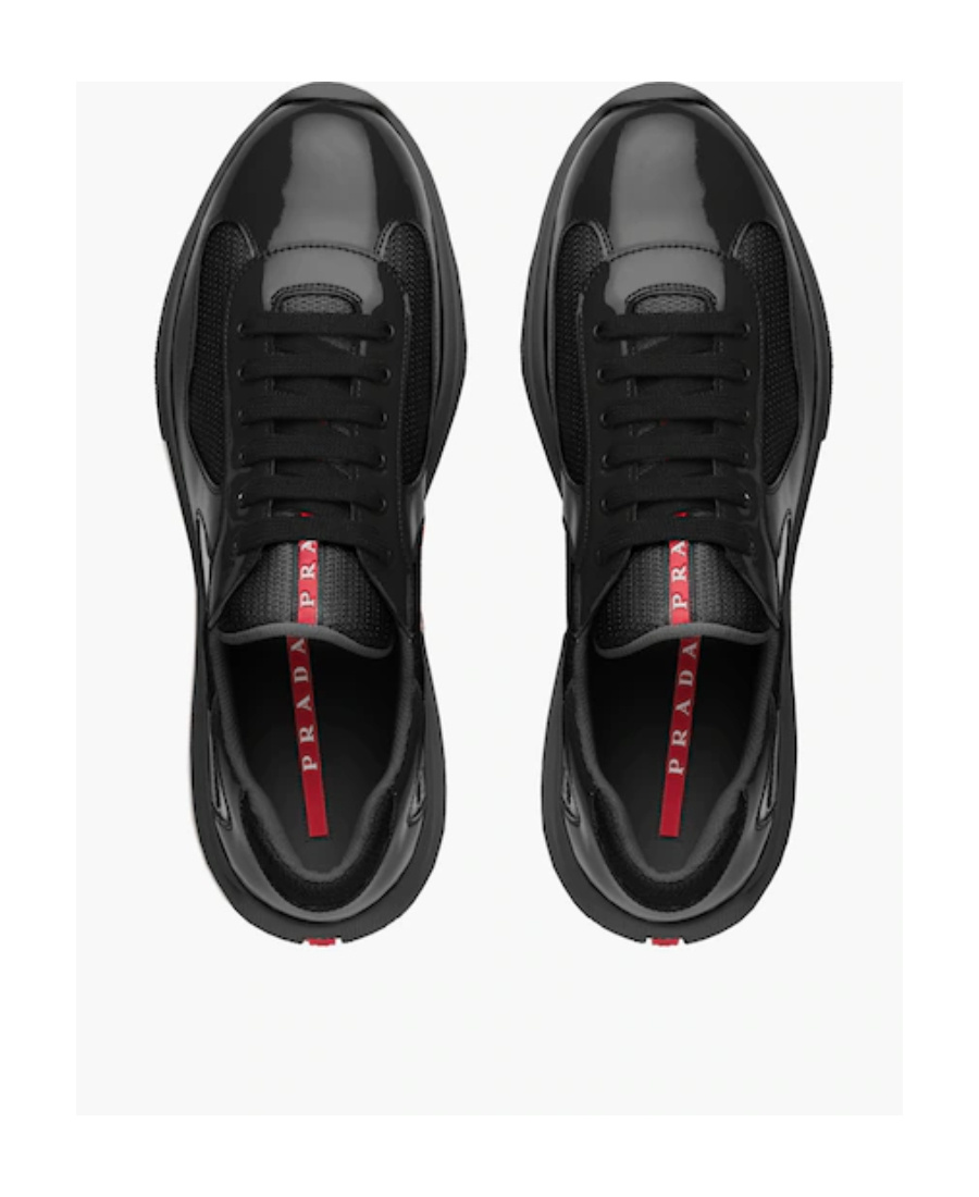 Prada Black Leather And Tech Fabric Sneakers In Black