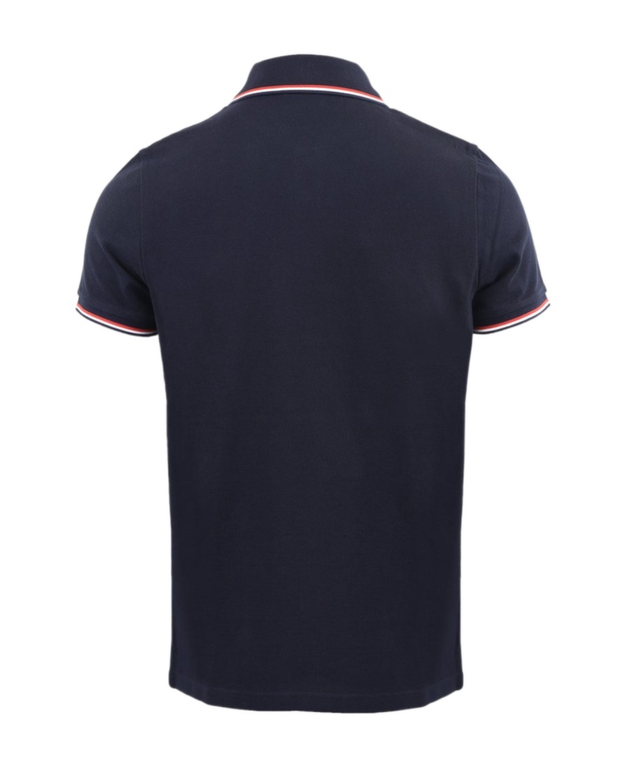 Moncler Cotton Polo Shirt With Logo In Blue