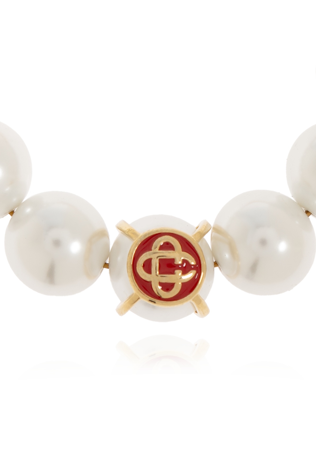 Casablanca Logo Pearl Bracelet In White