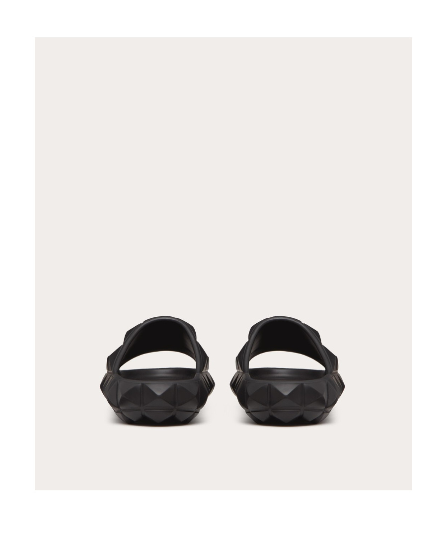 Valentino Roman Stud Turtle Slide Sandal In Black