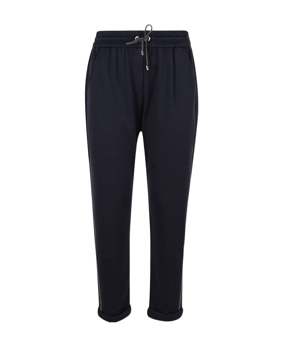 Brunello Cucinelli Monili-trimmed Cropped Track Pants In Black