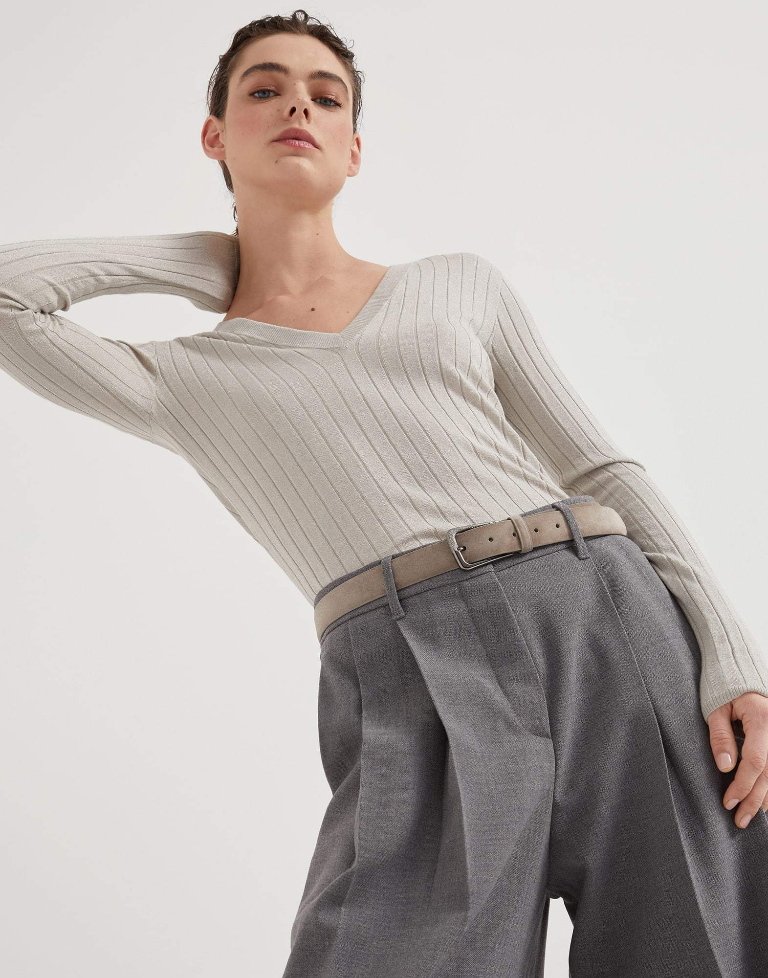 Brunello Cucinelli Ribbed-knit Top In White