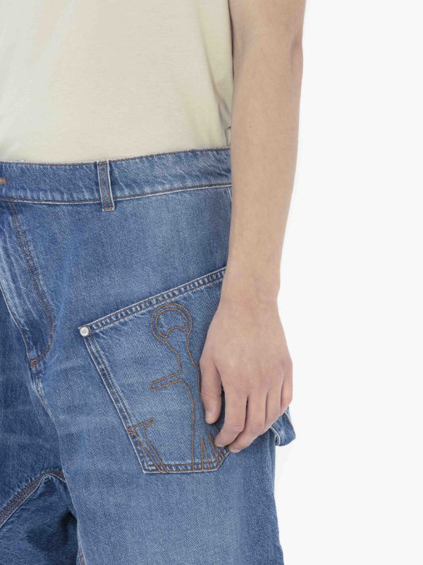 Jw Anderson Twisted Workwear Denim Shorts In Blue