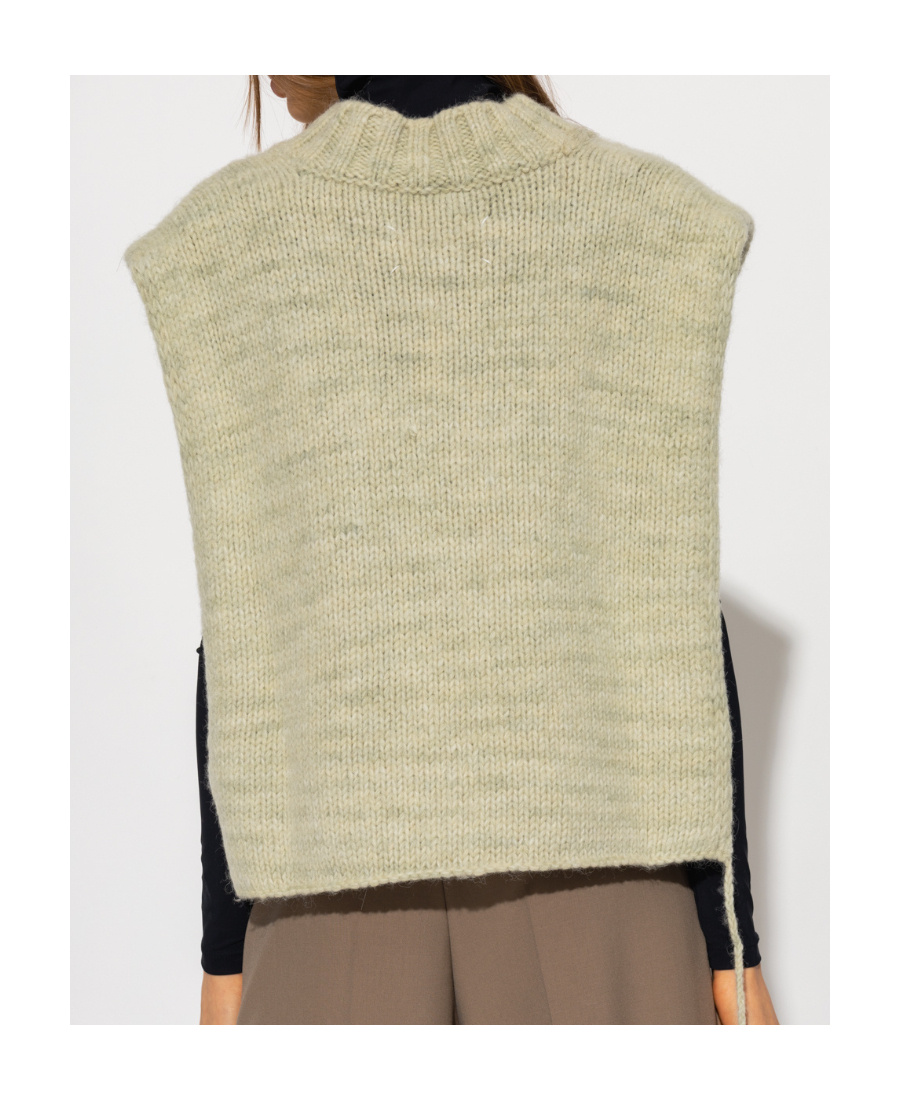 Maison Margiela Slit Knitted V-neck Vest In Nude