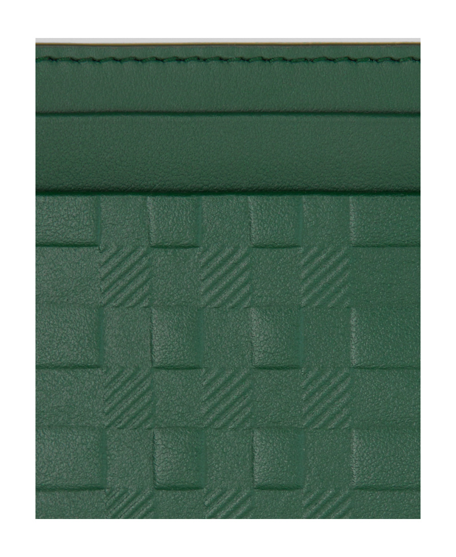 Burberry Checked Embossed Card Holder In Green
