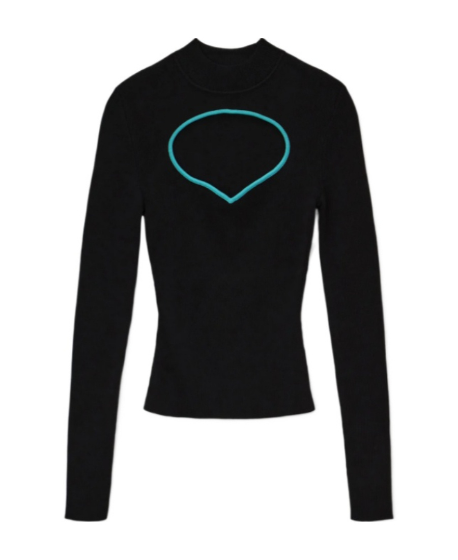 Staud Round-necked Design Sweater In Black