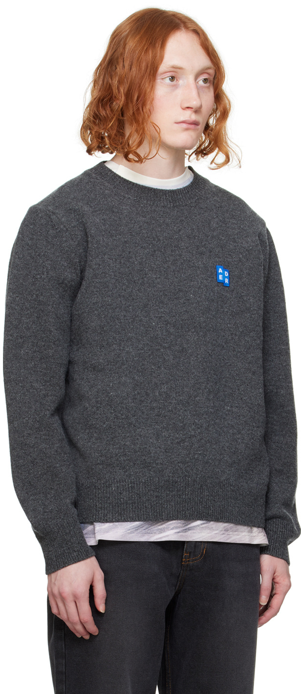 Ader Error Crew Neck Long Sleeve Sweater In Black