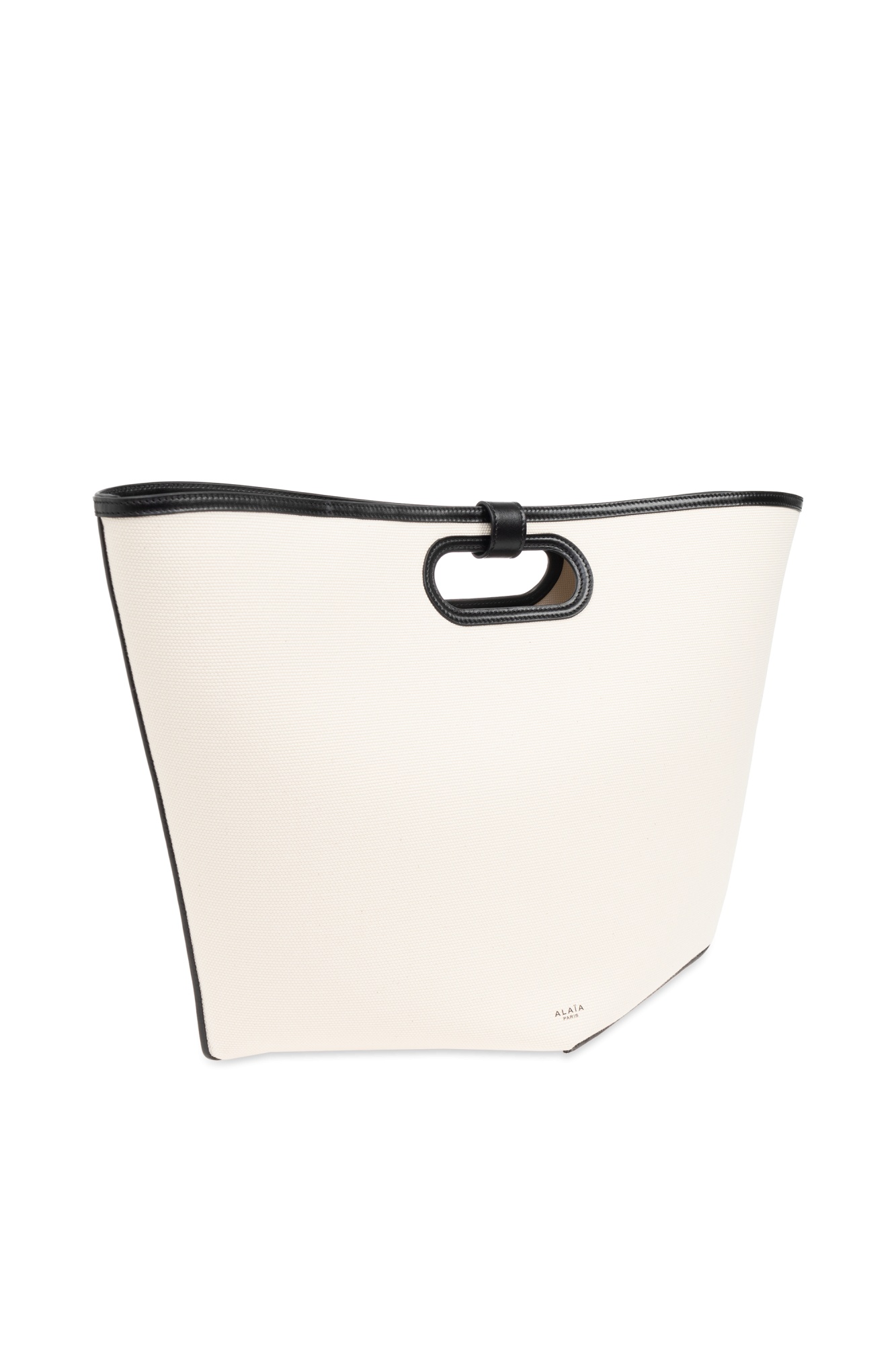 Alaïa Folded Large Leather-trimmed Canvas Tote Bag In White