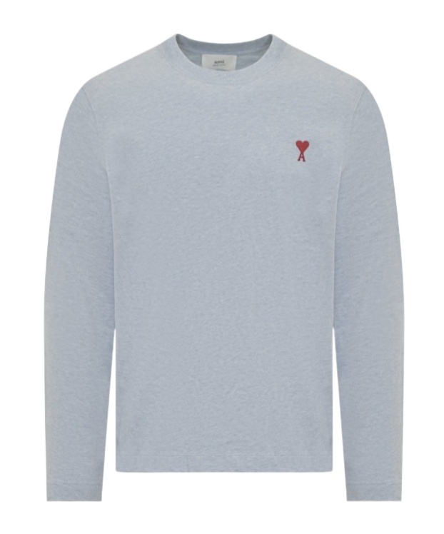 Ami Alexandre Mattiussi Logo Long-sleeved T-shirt In Gray