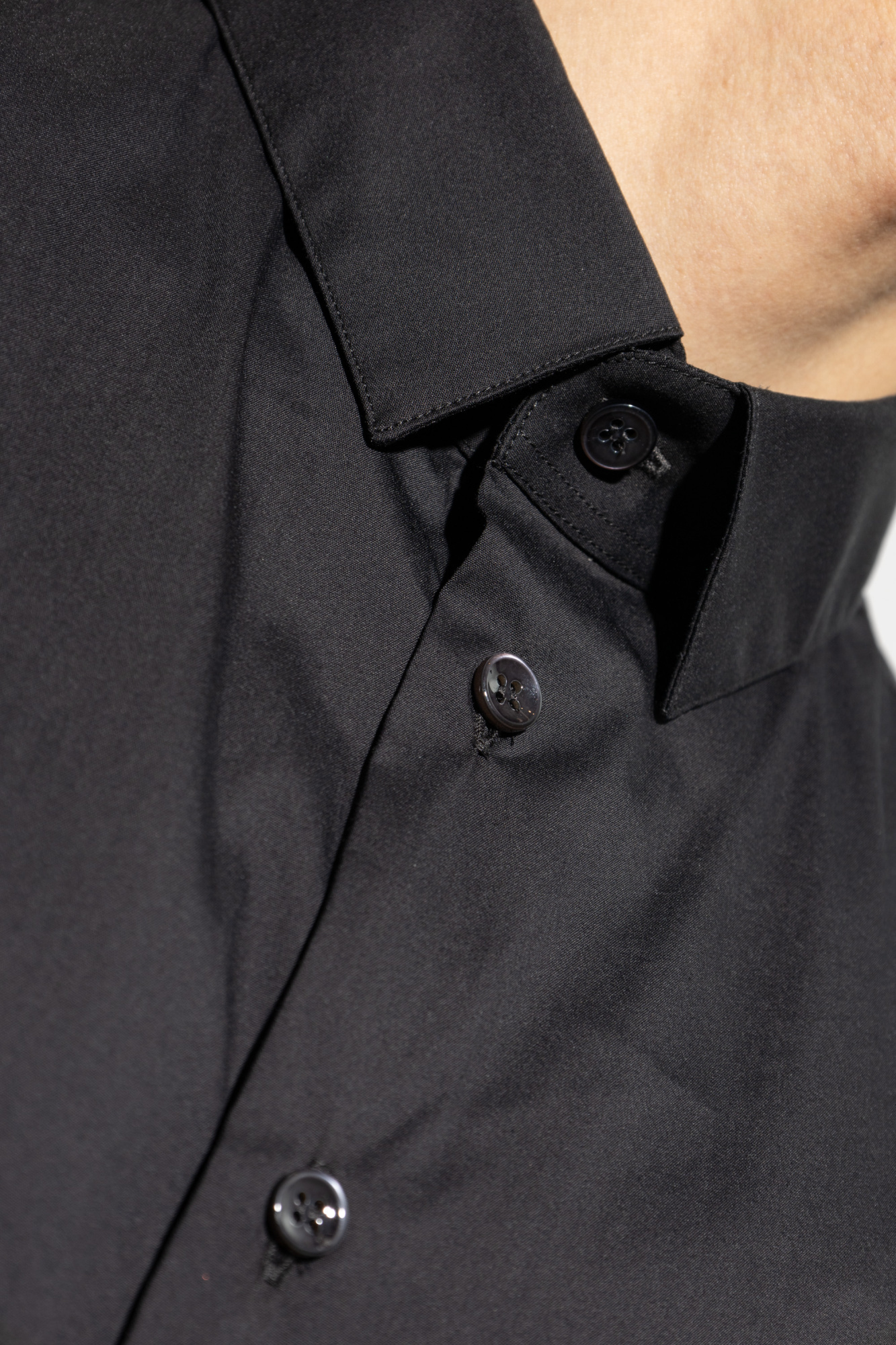 Giorgio Armani Long-sleeved Shirt In Black