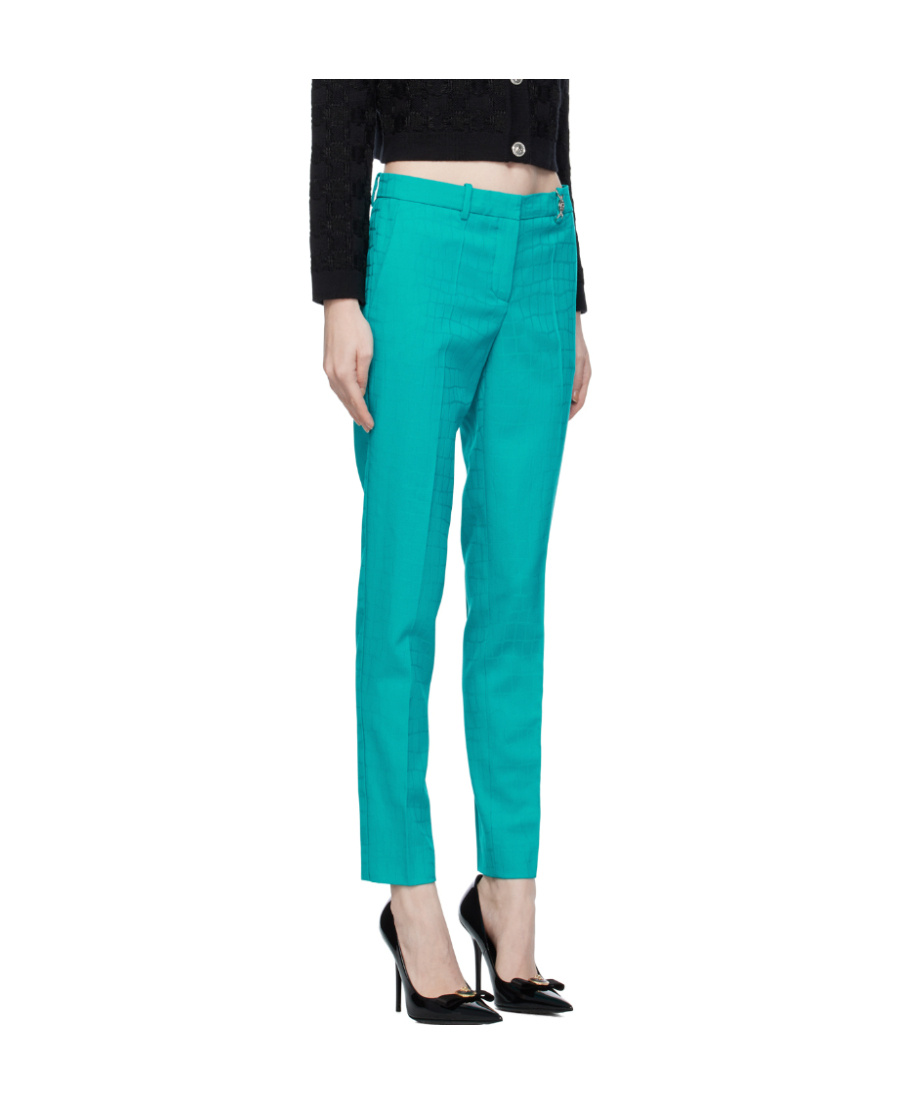Versace Floral-print Wool Skirt In Green