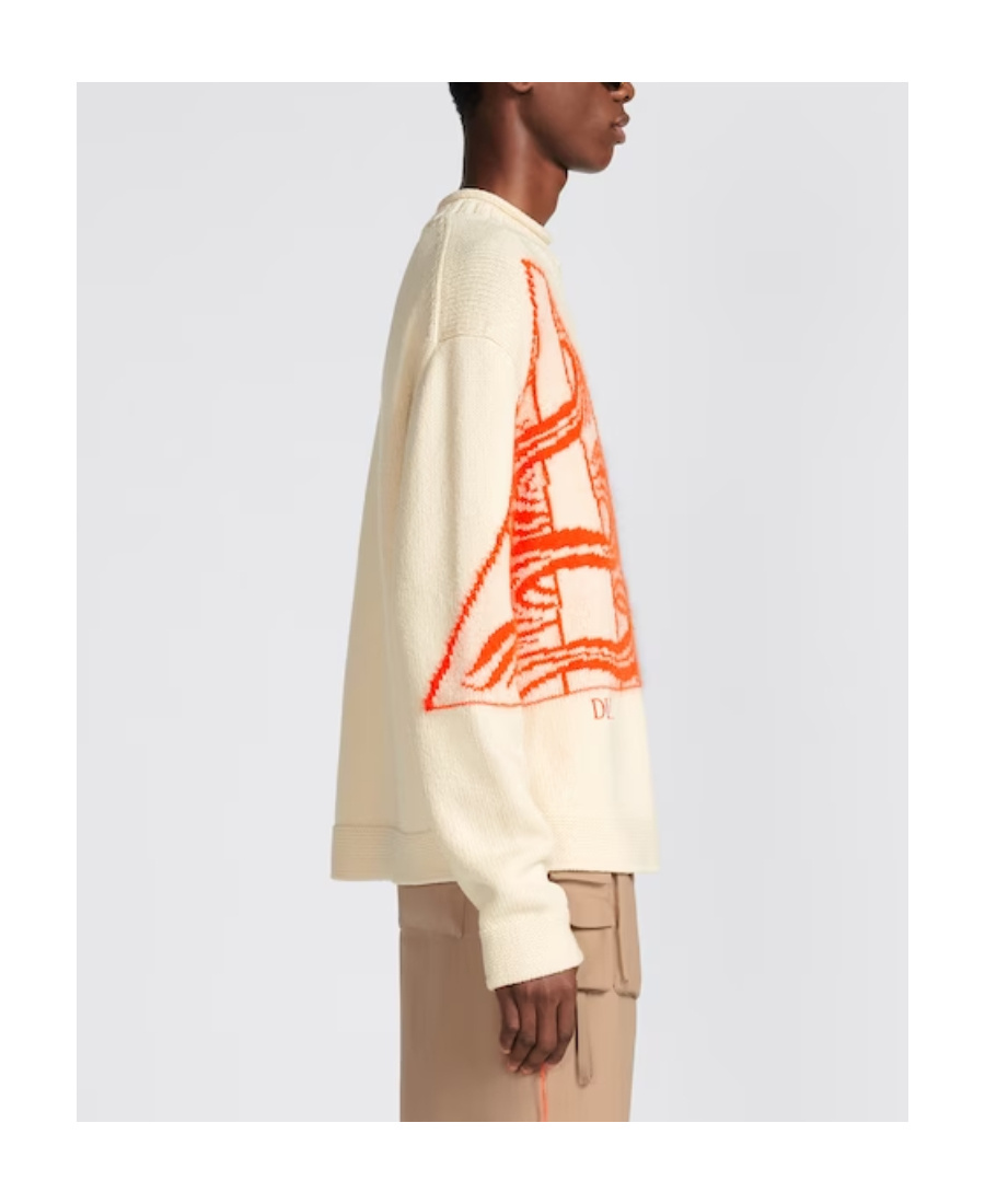 Dior Logo Pattern Jacquard Sweater In Nude