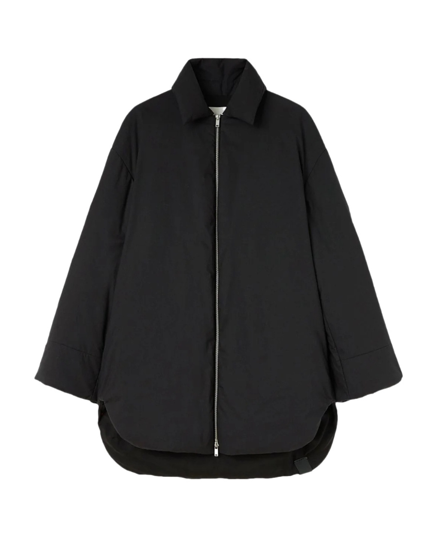 Jil Sander Long-sleeved Lapel Down Jacket In Black