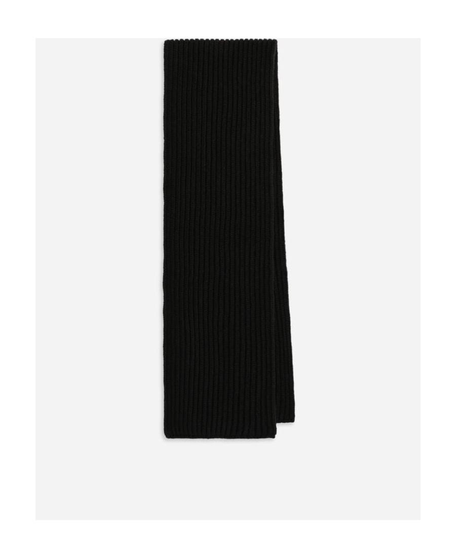 Dolce & Gabbana Logo-lettering Ribbed-knit Scarf In Black