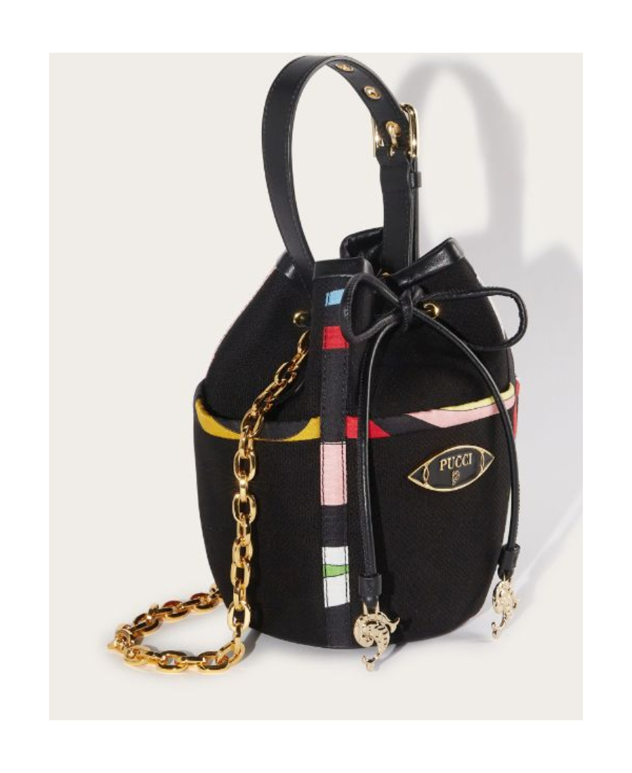Pucci Logo-plaque Bucket Bag In Black