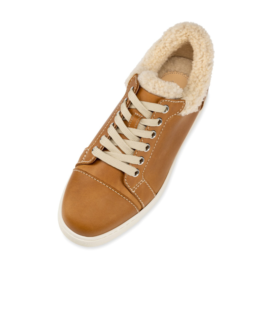 Christian Louboutin Fun Vieira Leather Sneakers In Brown