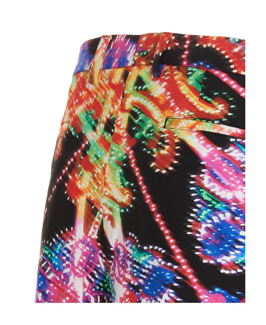 Dolce & Gabbana Multicolor Bermuda Shorts With All-over Hawaiian Print And Drawstrig In Silk Man In Multicolor