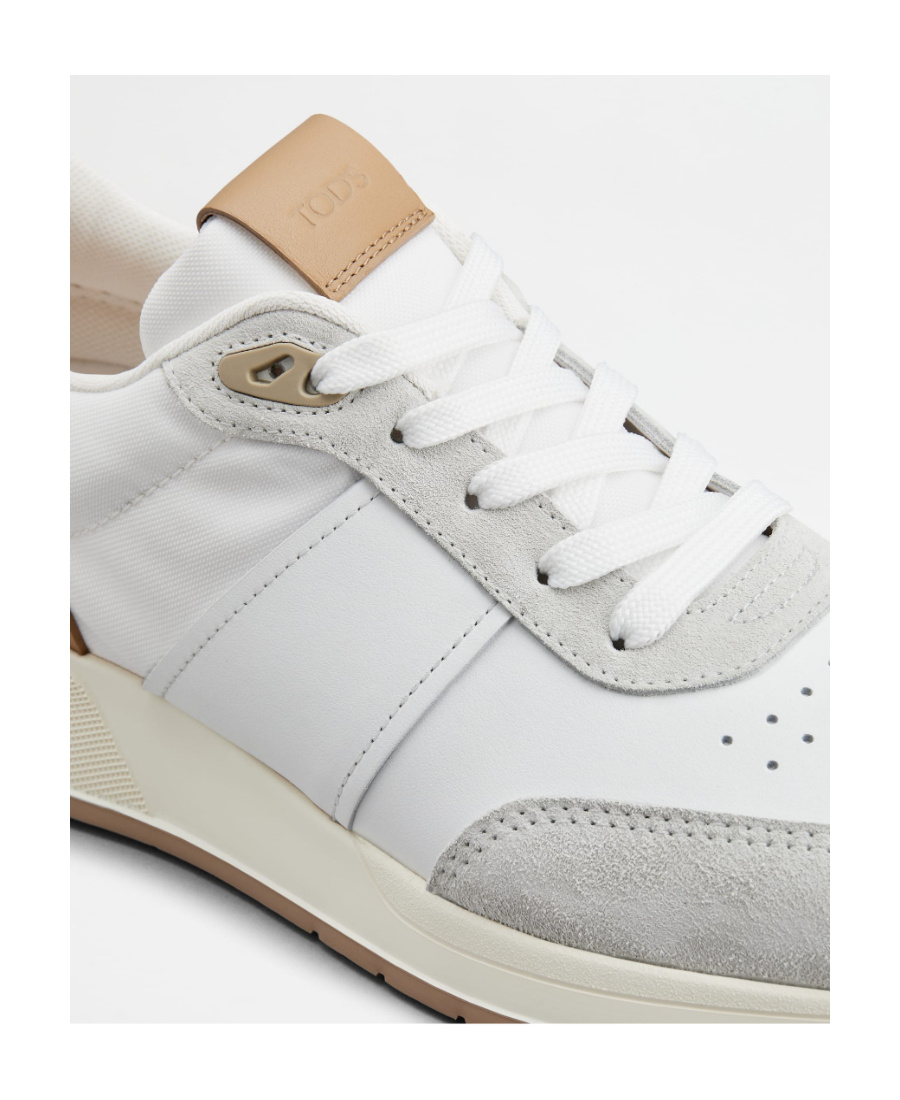 Tod's Low-top Suede And Leather Sneakers In White