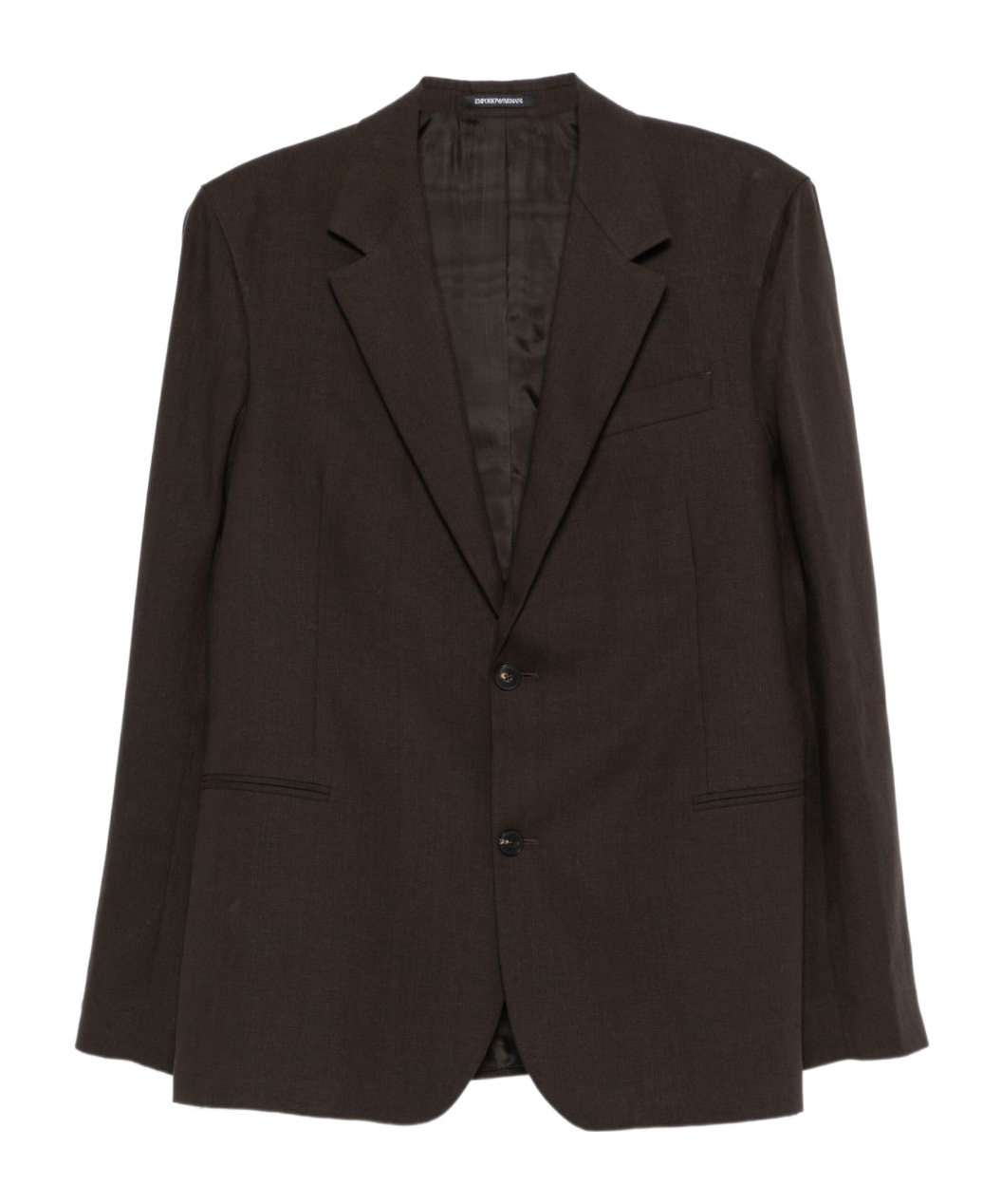 Emporio Armani Linen Single-breasted Jacket In Brown
