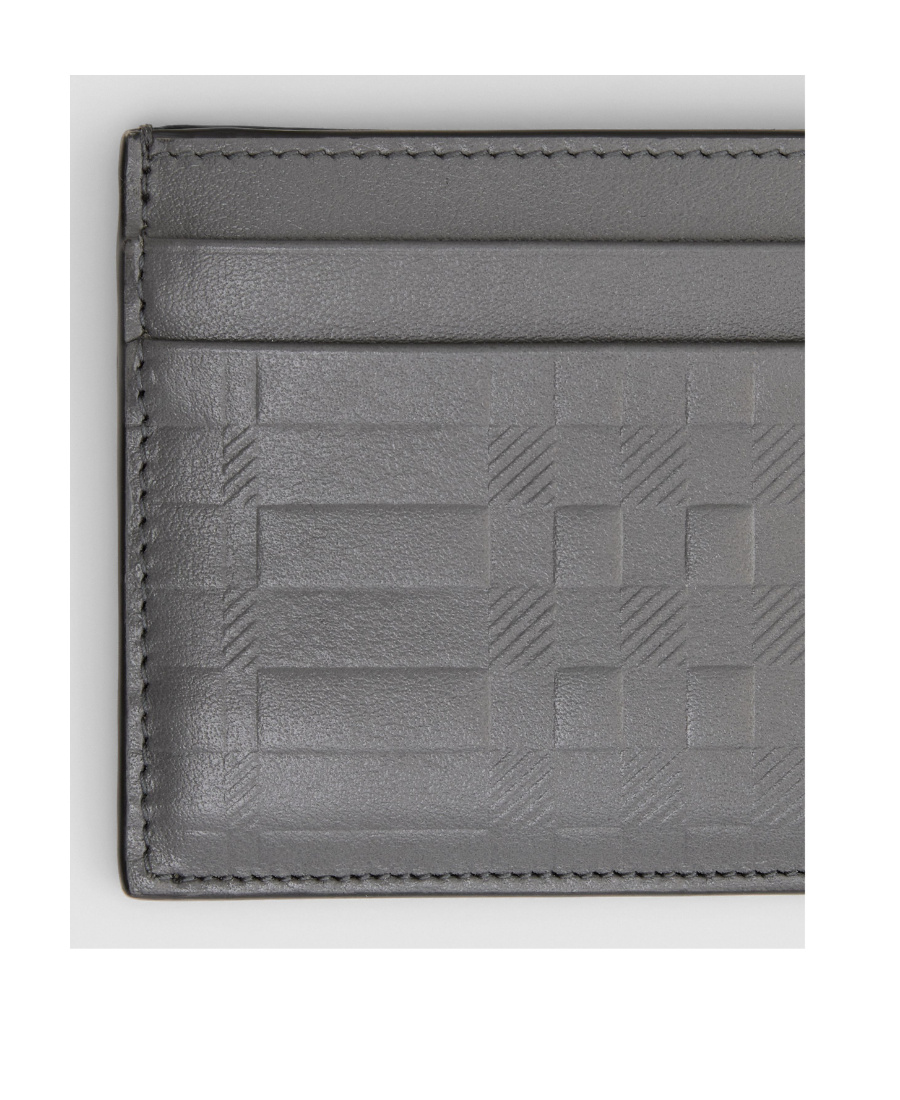 Burberry Embossed Leather Cardholder In Gray