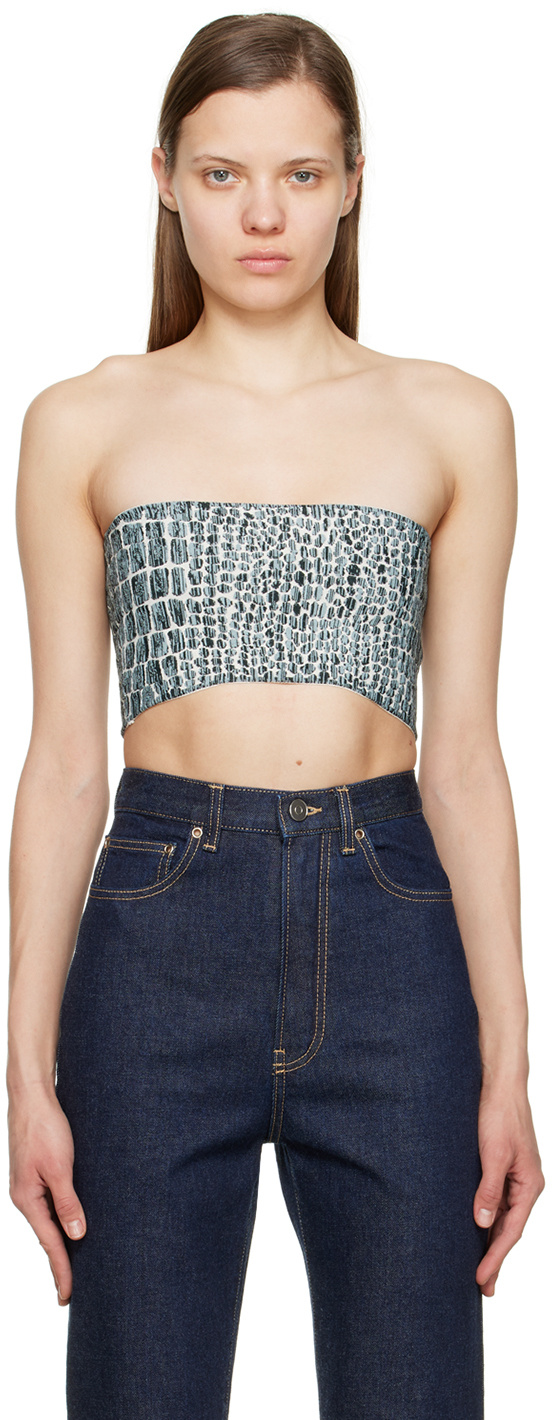 Alaïa 3d Crocodile Stretch Knitted Jacquard Vest In Gray