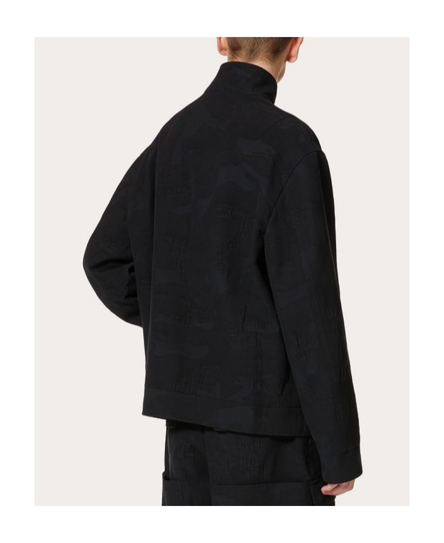 Valentino Tonal Camouflage-print Jacket In Black