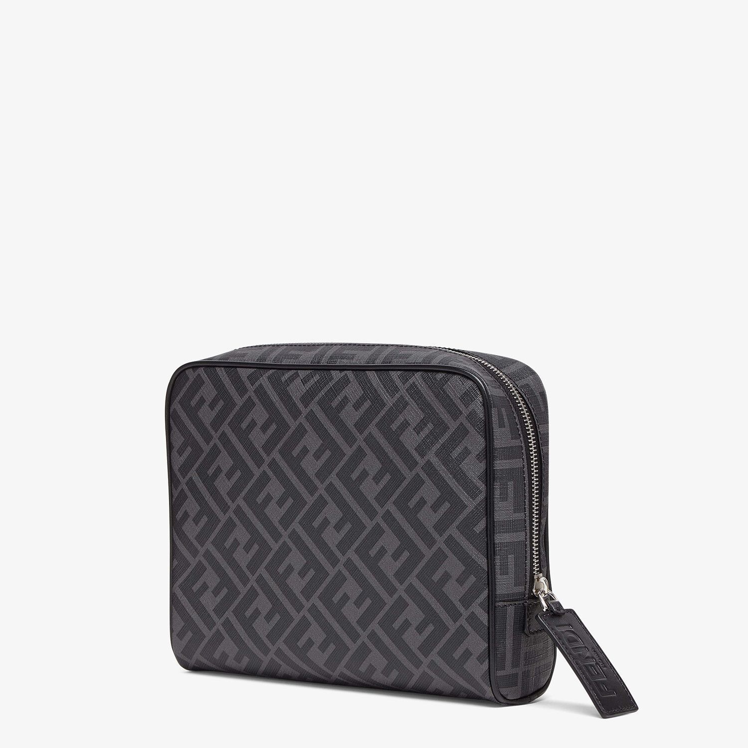 Shop Fendi Grey Fabric Toiletry Case In Black