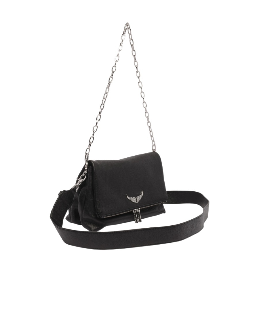 ZADIG & VOLTAIRE ZADIG VOLTAIRE EMBELLISHED LOGO FOLDOVER SHOULDER BAG