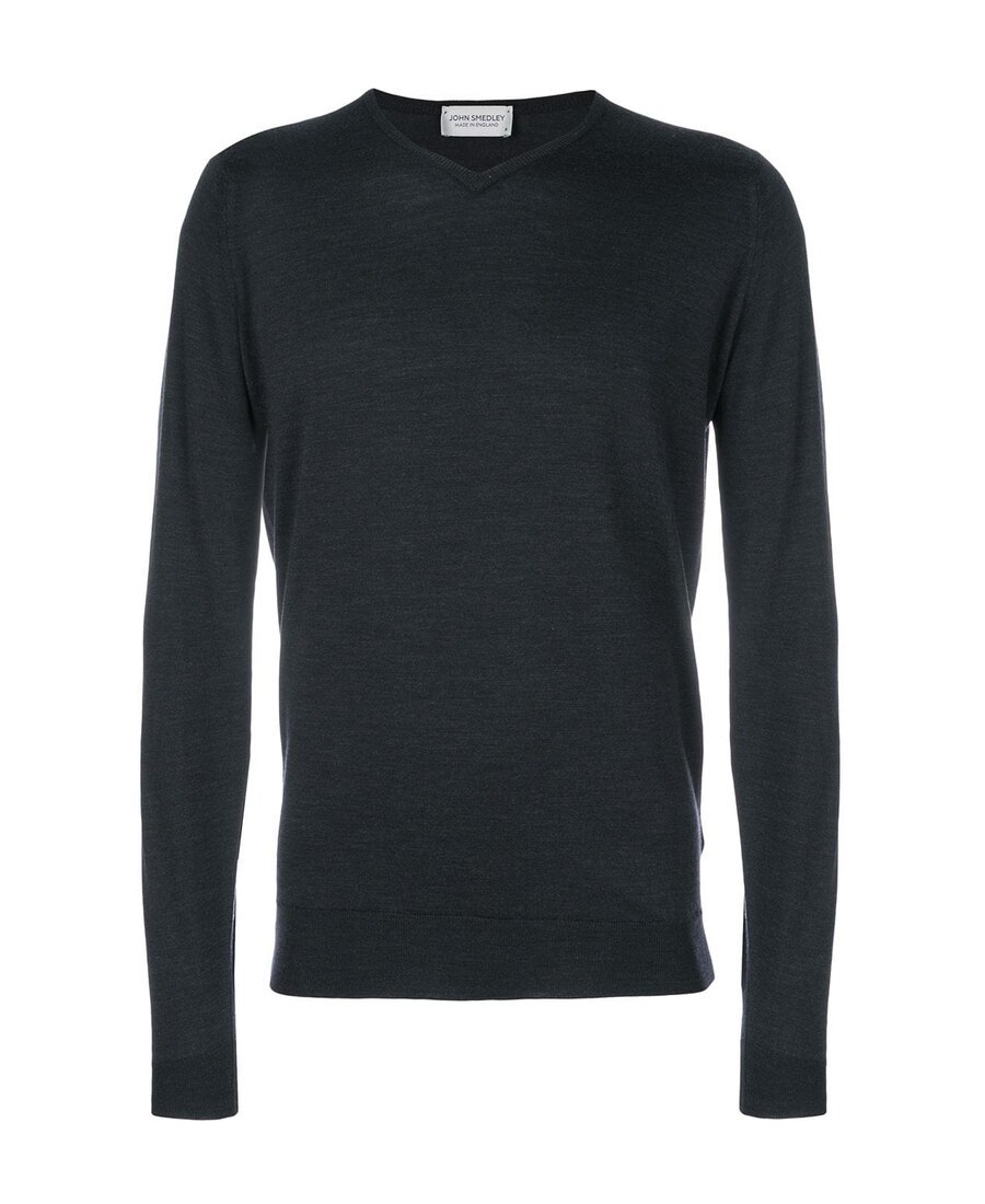 John Smedley Merino Wool V-neck Long Sleeve Sweater In Black
