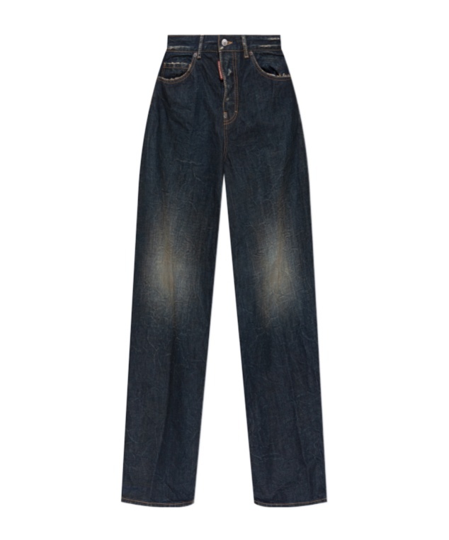 Dsquared2 Wide-leg Five-pocket Traveller Jean In Blue