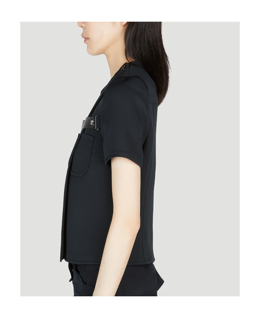Courrèges Strap Racer Twill T-shirt In Black