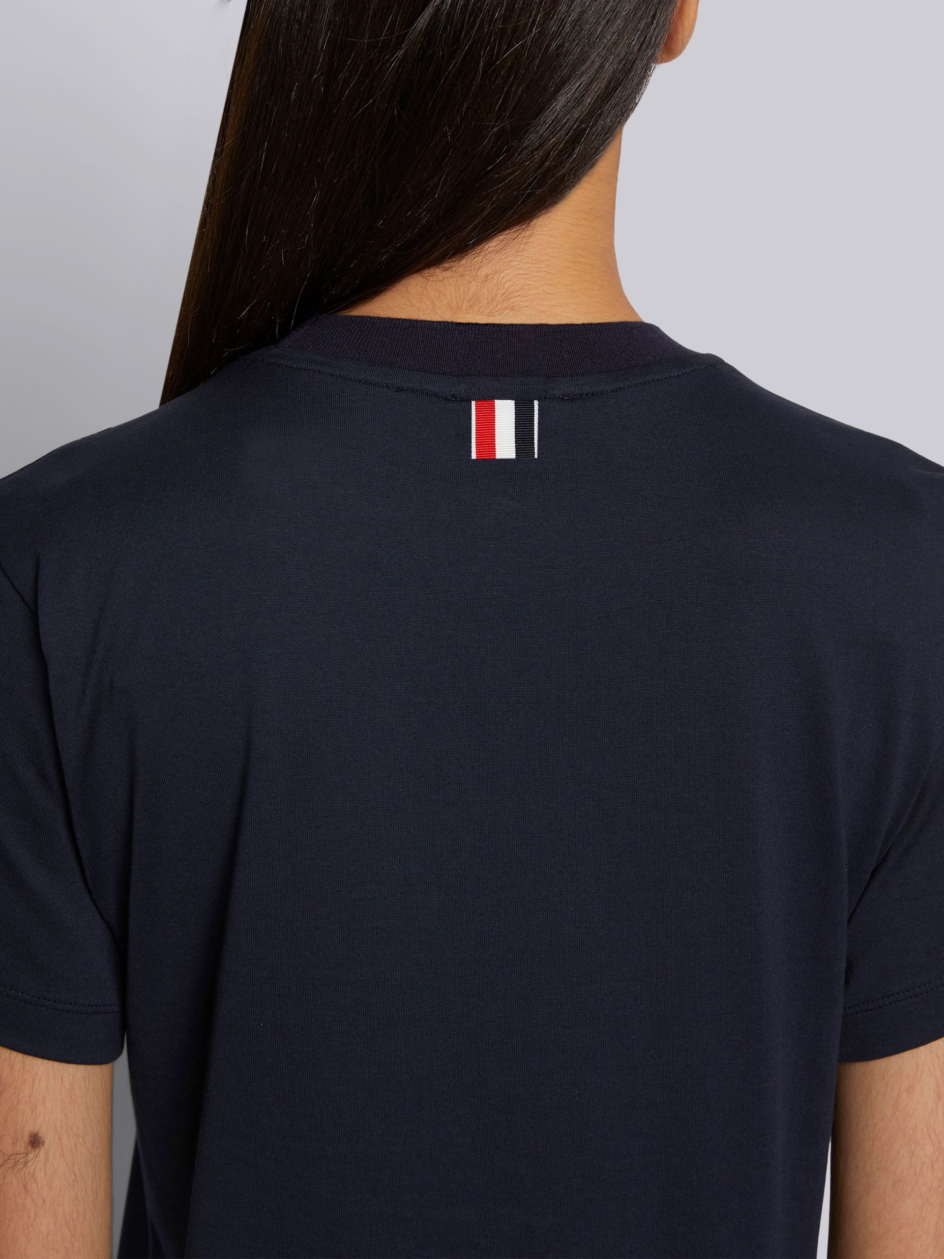 THOM BROWNE THOM BROWNE LOGO PATCH CREWNECK T-SHIRT