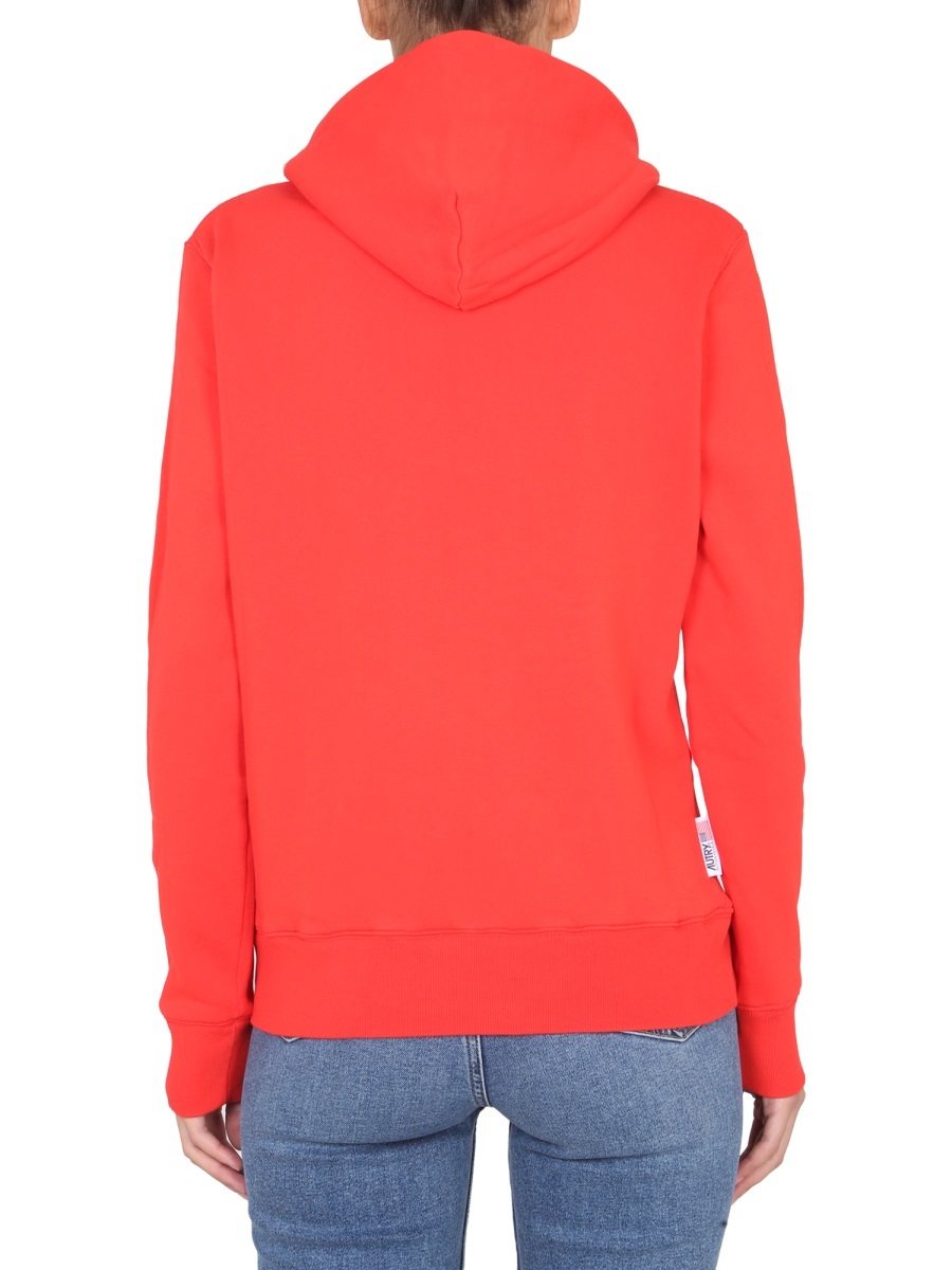 Autry Knitwear With Drawstring Hood And Kangaroo Pocket In Orange