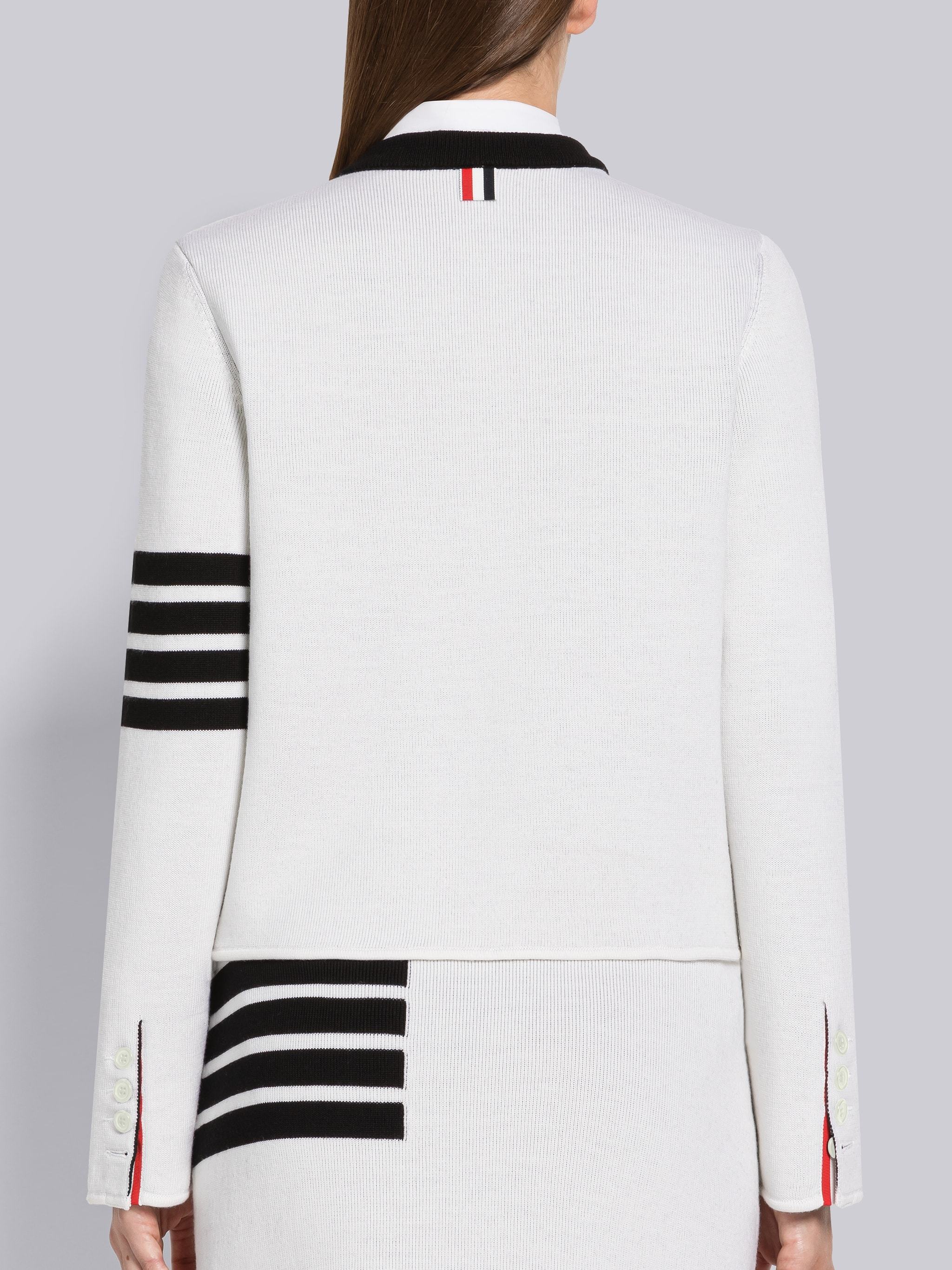 Thom Browne Cardigan Aus Einer Wollmischung Mit Streifen In White